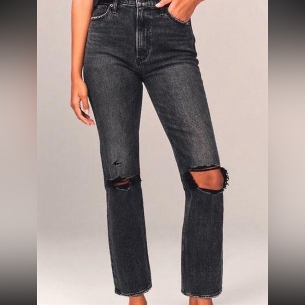 Abercrombie & Fitch Ankle Straight Ultra High Rise size 29 / 8 black jeans